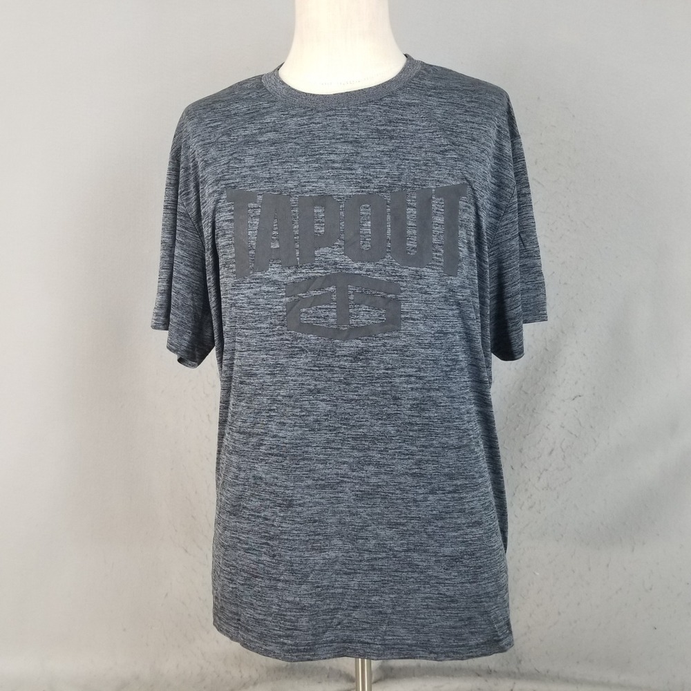 Tapout T-Shirt Mens XXL Gray Logo Performance Activewear Heathered Tee Short Slv